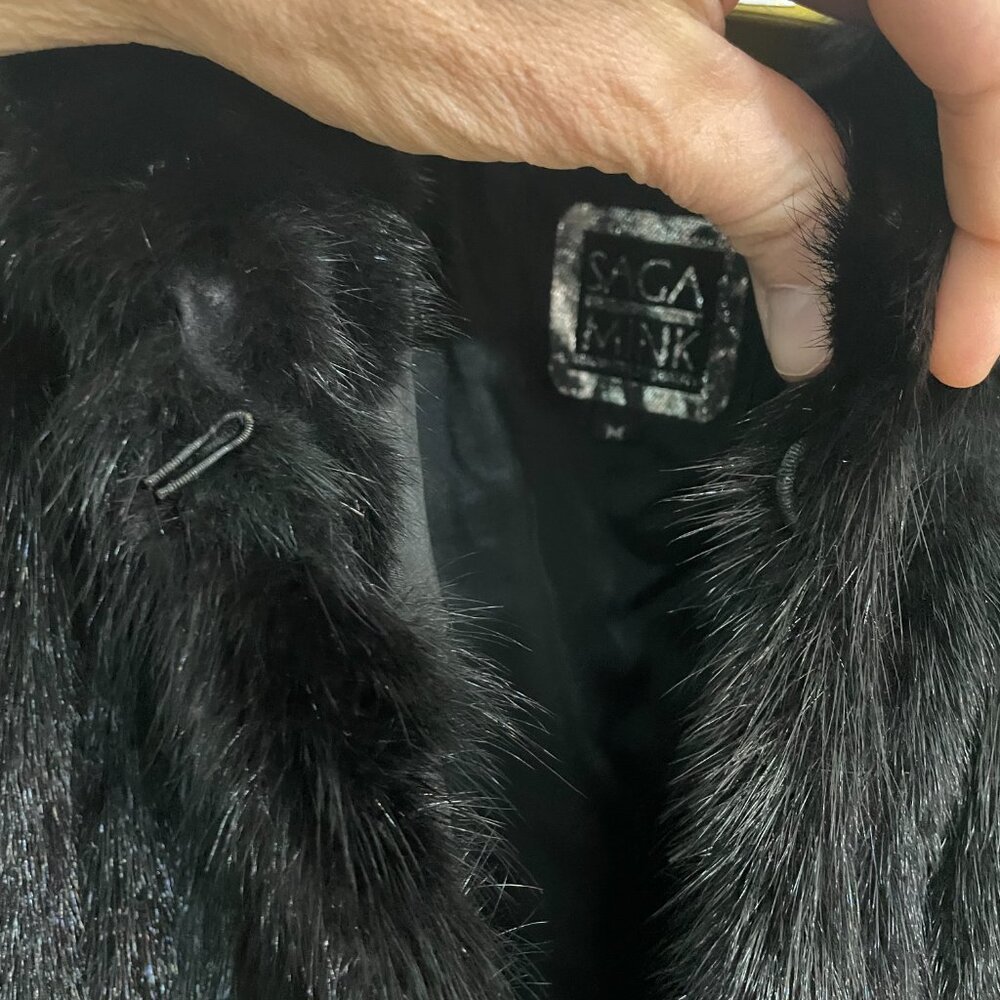 Black Mink Fur Jacket Coat Saga size Medium - Picture 5 of 5